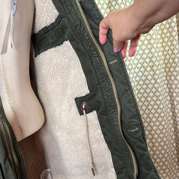 ABERCROMBIE & FITCH Hooded Military Green Coat Jacket - Picture 9 of 10
